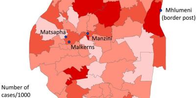 Քարտեզ Սվազիլենդի թեմայով մալարիայի